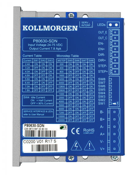 Kollmorgen, gelişmiş P8000 serisini yeni P80630-SDN Step Motor Sürücü ile çıkarıyor